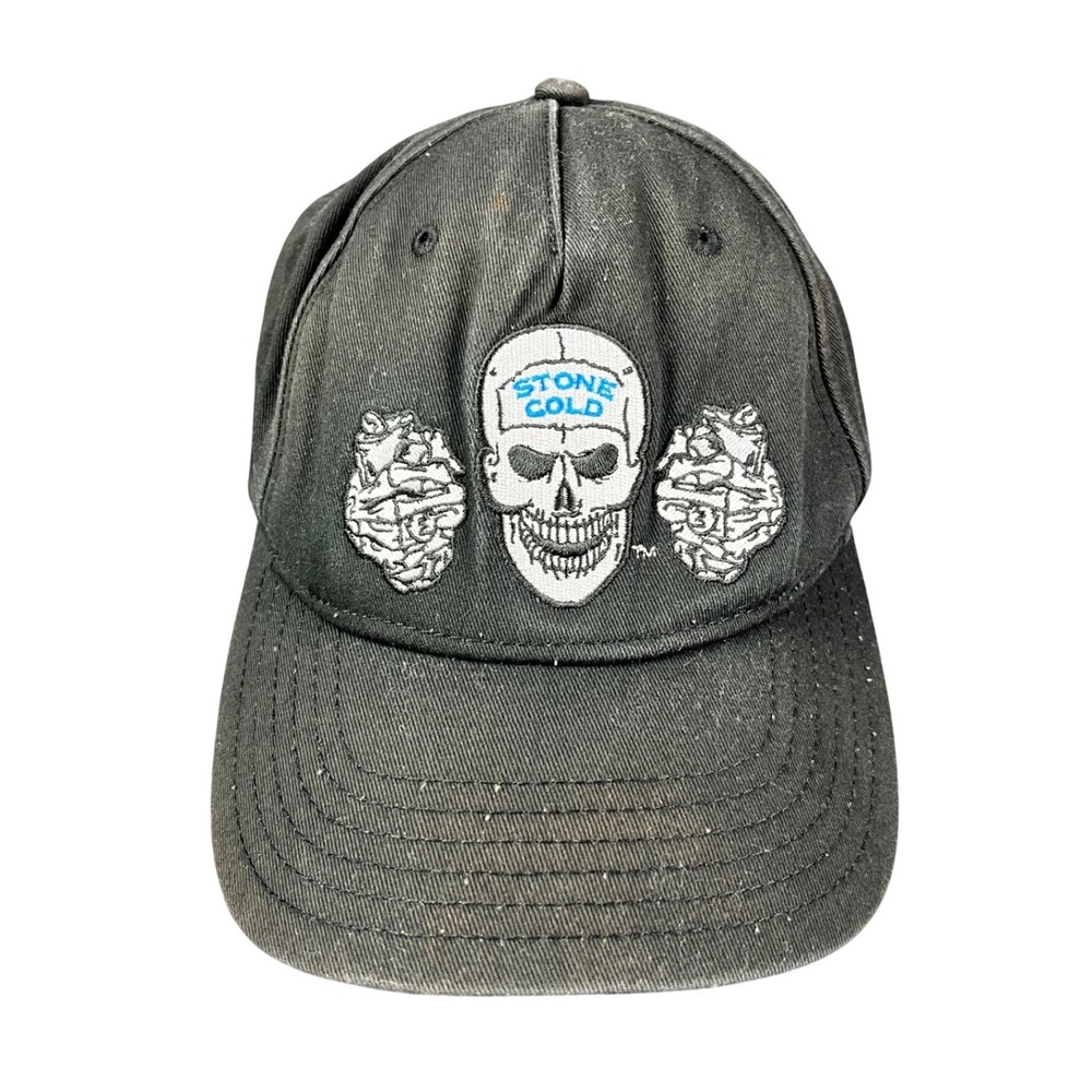 WWE Stone Cold Steve Austin Black Snapback Hat Skull Graphic Wrestling Cap